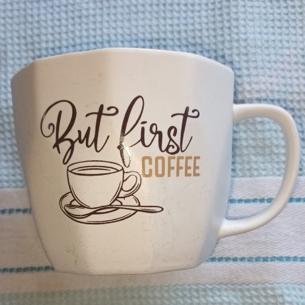 But First Coffee Design. White Coffee Mug.